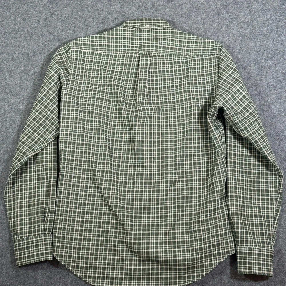 Gustin Mens Green White Plaid Button Down Shirt 100% Cotton Made in USA Size M